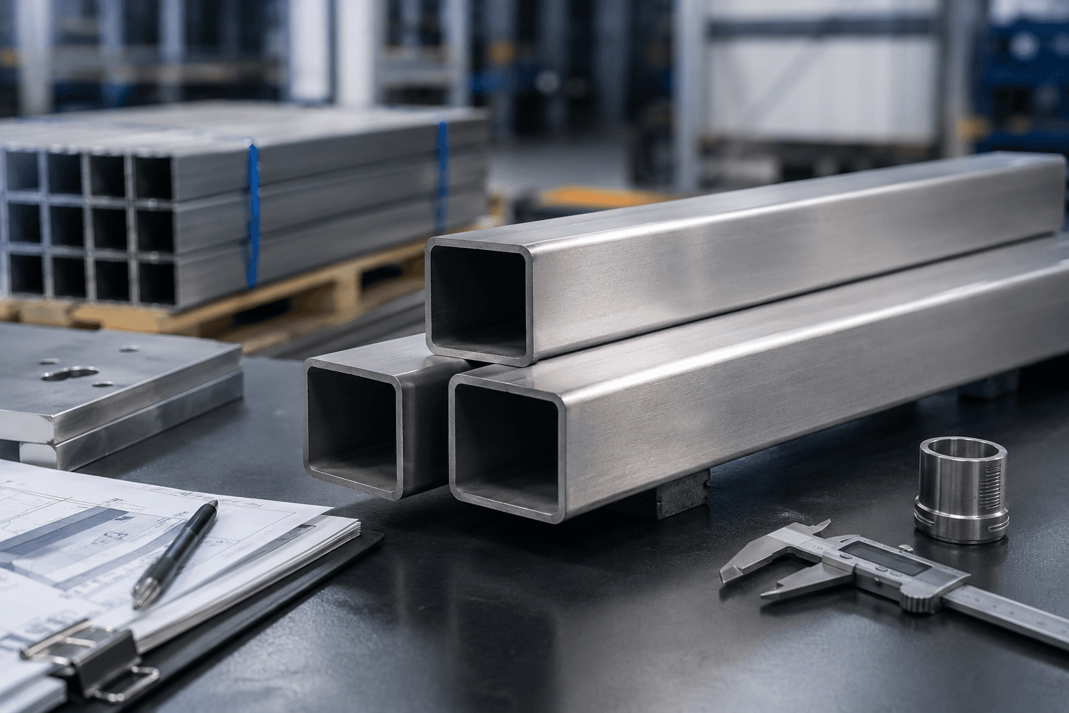 Bundled stainless material prepared for logistics and handover planning