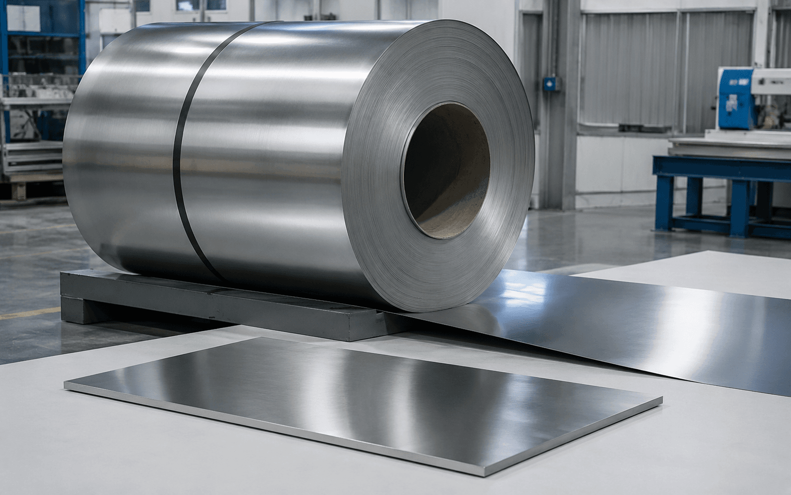 Stainless steel coil and sheet material for fabricated components